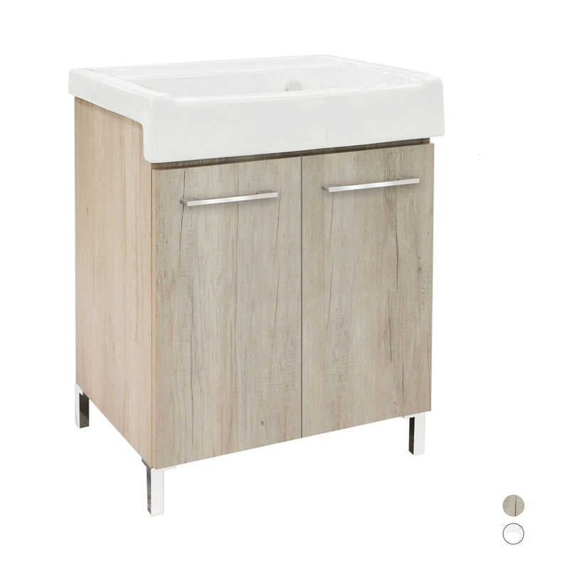 Mobile Lavatoio Due Ante Olmo montano con Lavabo in Ceramica 60x50 cm Xilon