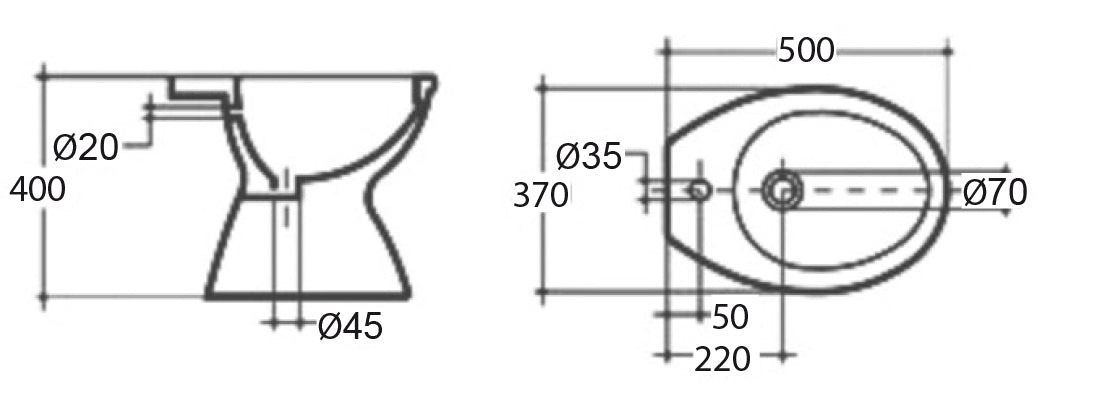 Bidet a Terra Kaila Linpha in Ceramica Bianca Lucida