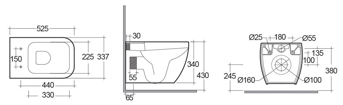 Vaso Sospeso Metropolitan Rimless Rak