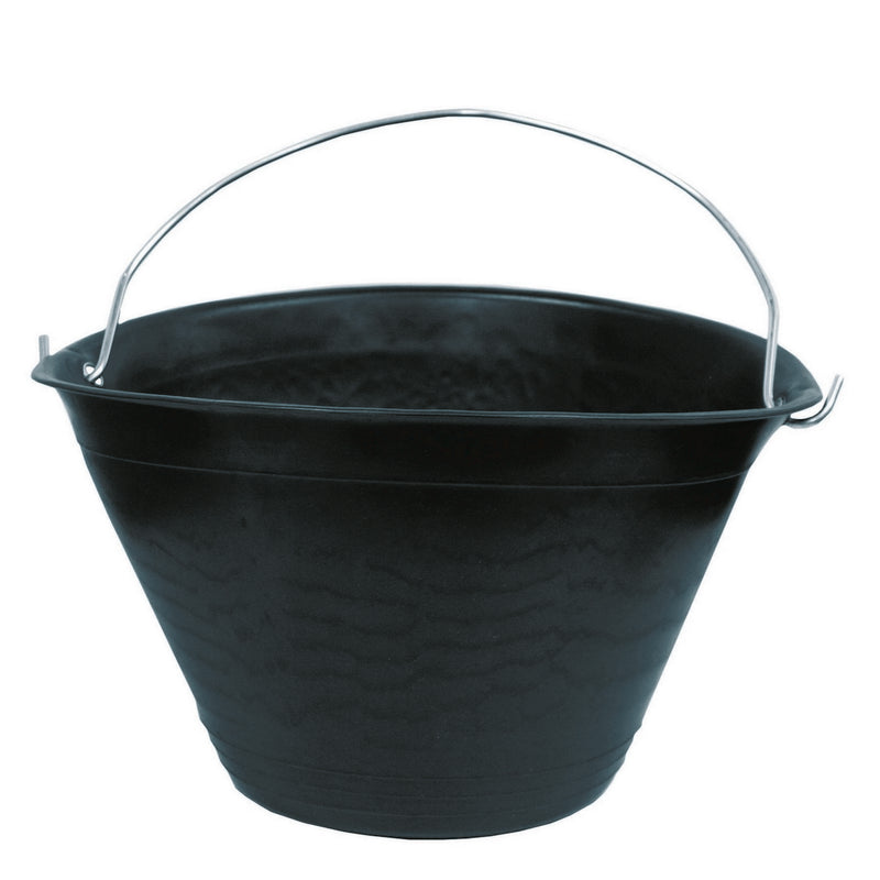 Caldarella da Muratore in Plastica Nera Ø 34 cm con Manico Zincato