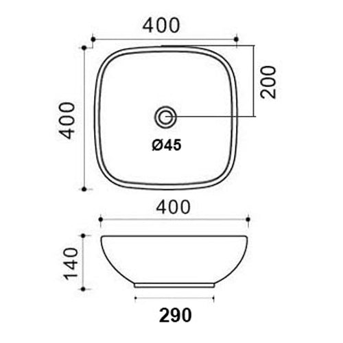 LAVABO DA APPOGGIO MOD. LA27 CM 40 X 40 LINPHA