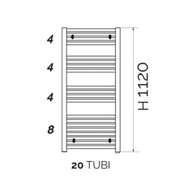 Kalura Termoarredo Cromo Diritto H.1120 Int.450
