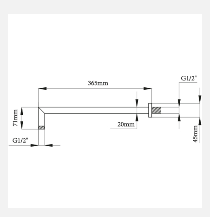 Braccio Doccia Quadro in Ottone Cromato 36,5 cm