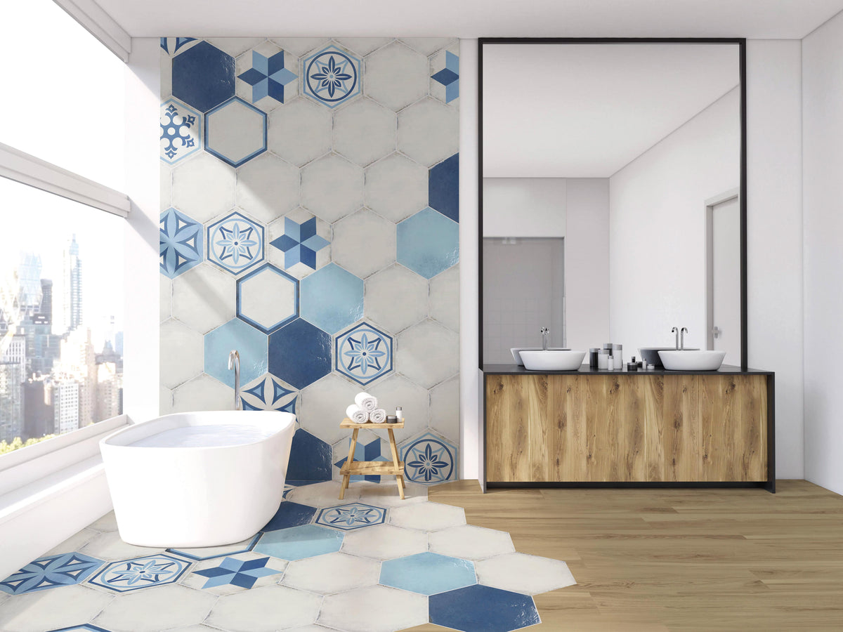 Vietri Esagono Blu 40x35 Savoia Italia