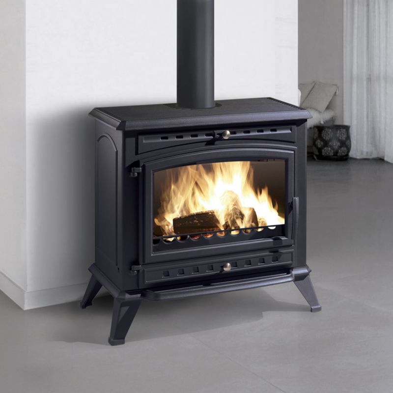 Seraphine RTC Stufa a Legna in Ghisa Grigio Antracite a Convezione Naturale 12 kW Caminetti Montegrappa