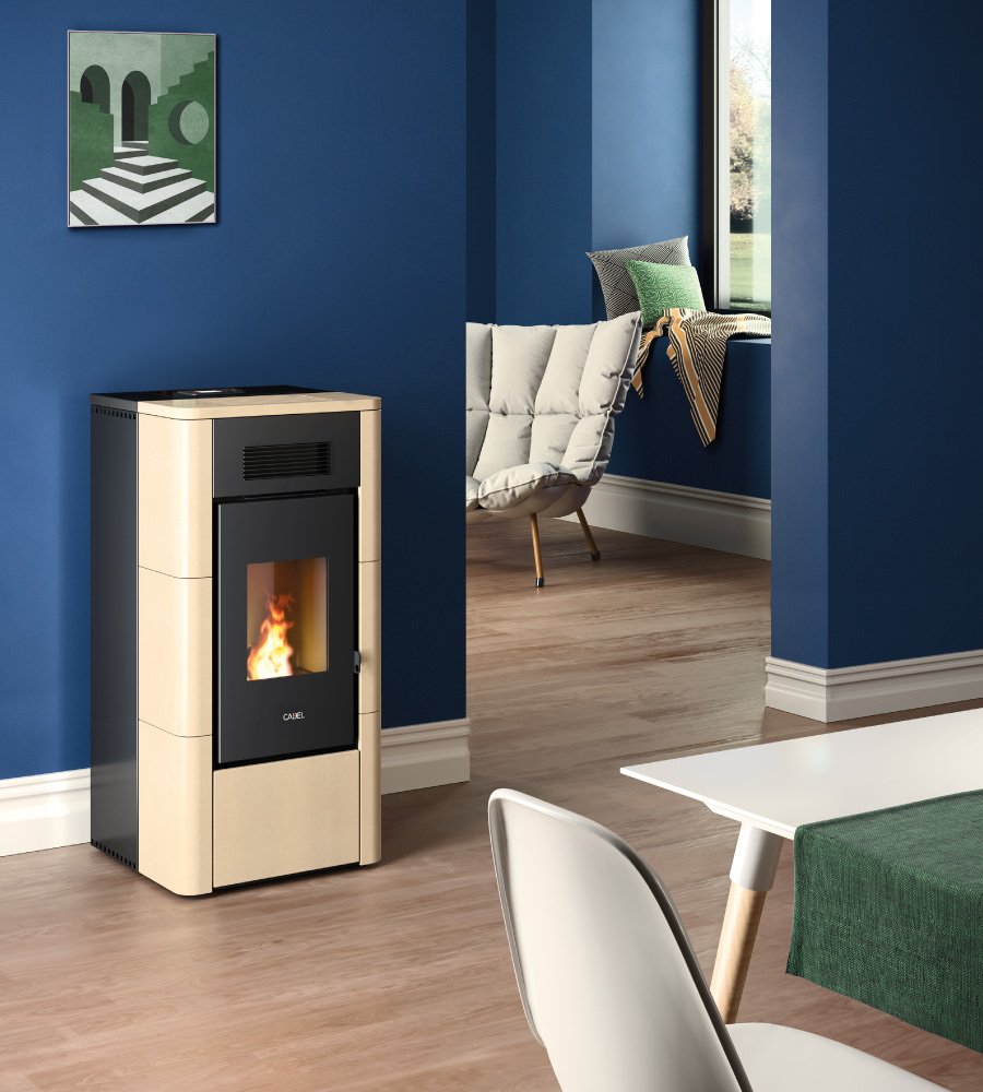 River Idro 18 Idrotech Maiolica Avorio Stufa a Pellet 17,7 Kw Idro CADEL