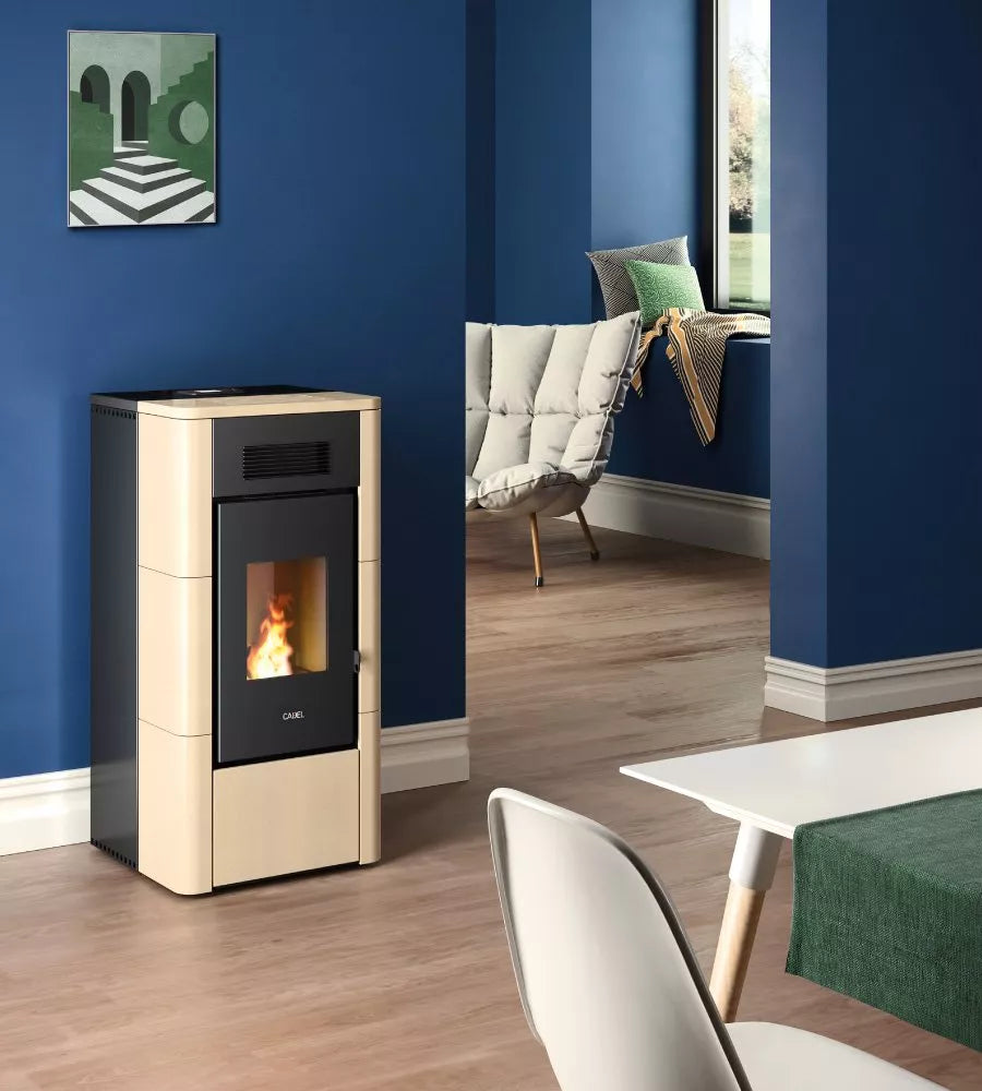 River Idro 24 Idrotech Maiolica Avorio Stufa a Pellet 24,2 Kw Idro CADEL