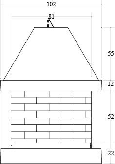 CAMINETTO PREFABBRICATO A LEGNA QR 100 REF SEMIAPERTO A SX MARSICAMIN