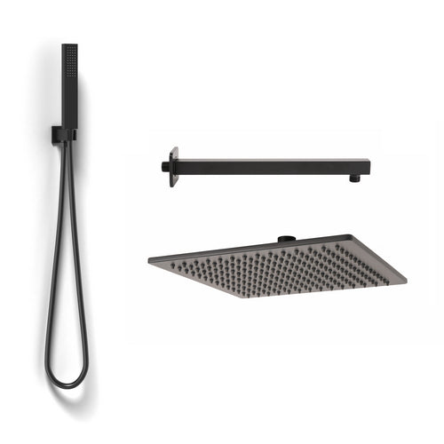 KIT SOFFIONE DOCCIA QUADRATO SEVEN NERO OPACO METAFORM
