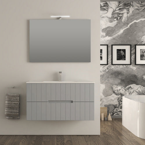 MOBILE BAGNO COMPLETO VANIA GRIGIO NUVOLA L. 100 CM BADEN HAUS