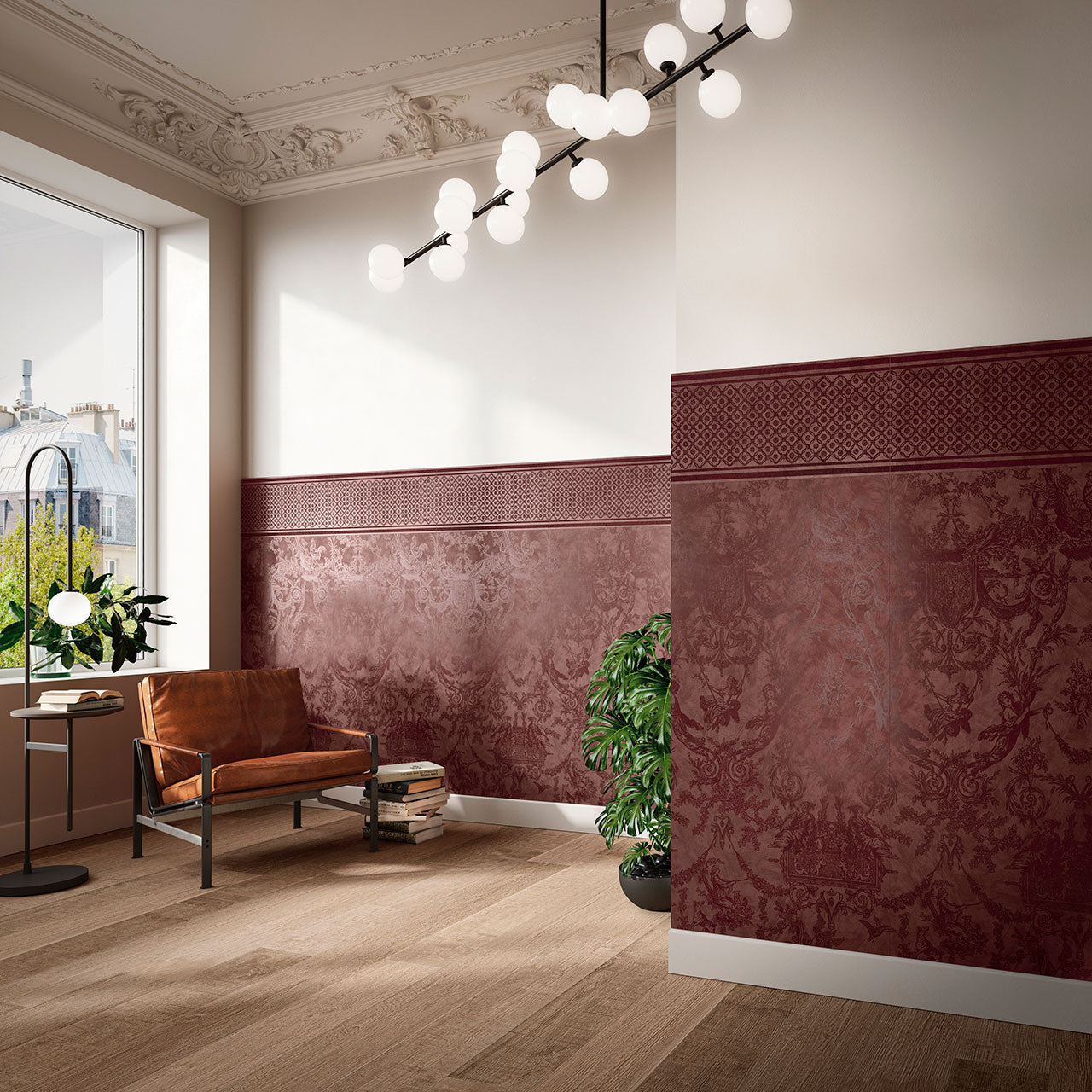 Chromagic Toile de jouy bordeaux 60x120 Rettificato Cir Ceramiche