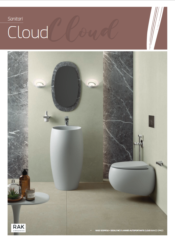 Lavabo sospeso bianco opaco L. 65 cm Rak Cloud