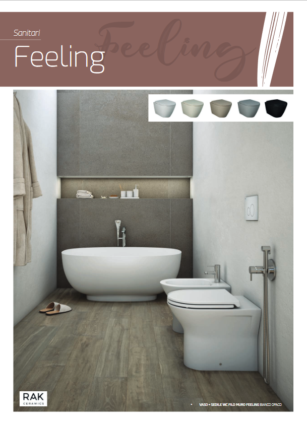 Vaso sospeso rimless scarico universale grigio opaco matt Rak Feeling