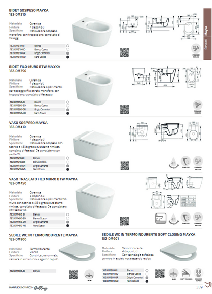 Bidet filo muro BTW nero opaco Dolomite Mayka