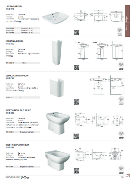 Lavabo monoforo L. 65 cm Rak Origin