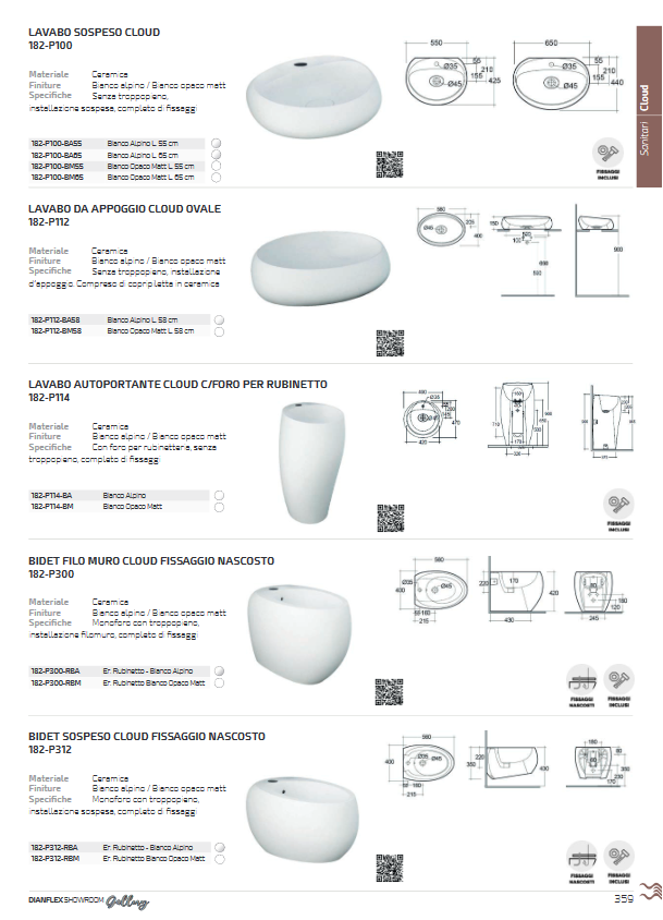 Lavabo da appoggio ovale L. 58 cm bianco opaco Rak Cloud