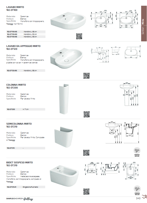 Lavabo monoforo L. 60 cm Dolomite Mirto