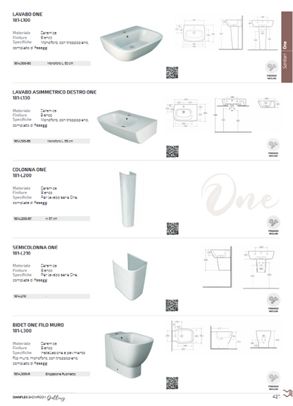 Lavabo monoforo L. 60 cm Rak One