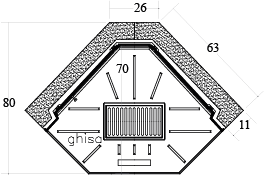 CAMINO GAS 70 FRONTALE METANO G 20 KW 8 MARSICAMIN