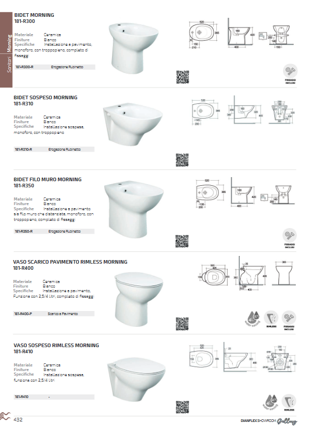 Lavabo monoforo Morning Rak L. 50 cm