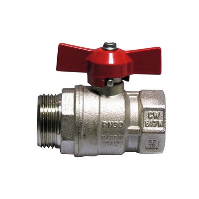 Valvola a sfera MF con farfalla leva rossa 3/4"