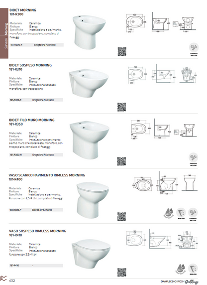 Vaso monoblocco Rimless Morning Rak scarico a pavimento