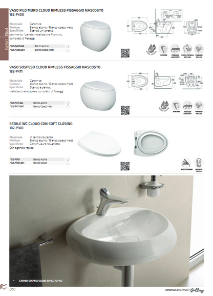 Sedile WC soft closing bianco opaco Rak Cloud