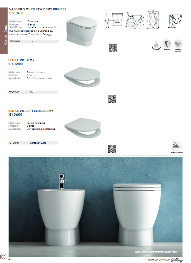 Lavabo sospeso monoforo L.55 cm Dolomite Demy