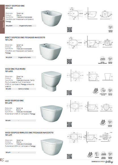 Bidet sospeso erogazione rubinetto One Rak