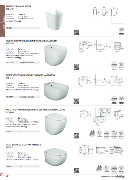 Lavabo ovale monoforo L. 55 cm Rak Illusion