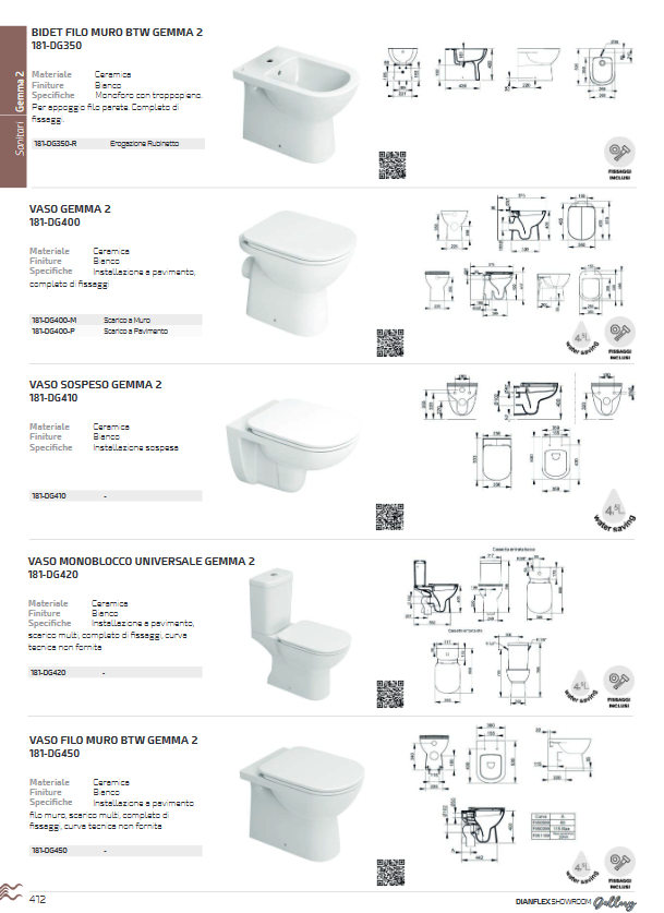 Bidet sospeso erogazione rubinetto Dolomite Gemma 2