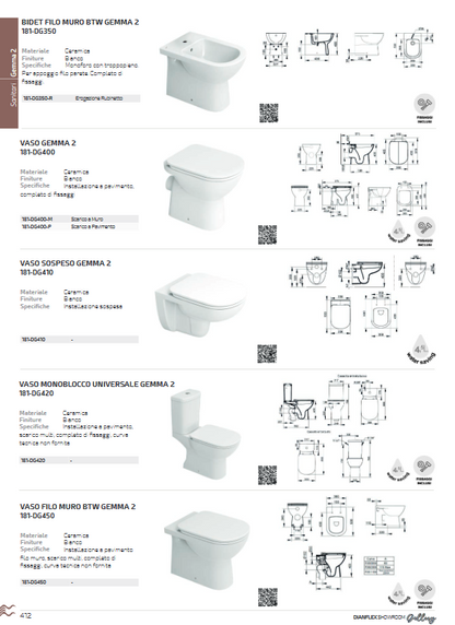 Bidet sospeso erogazione rubinetto Dolomite Gemma 2