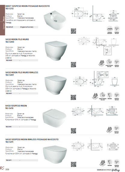 Vaso filo muro rimless Rak Moon