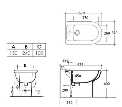 Bidet Aster 57 cm Bianco Lucido Galassia