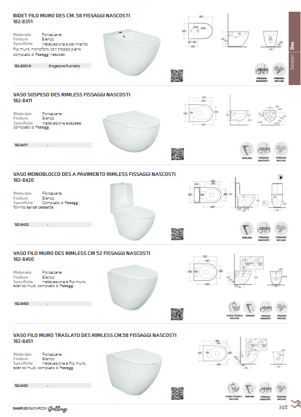 Bidet sospeso con fissaggi nascosti Des Rak