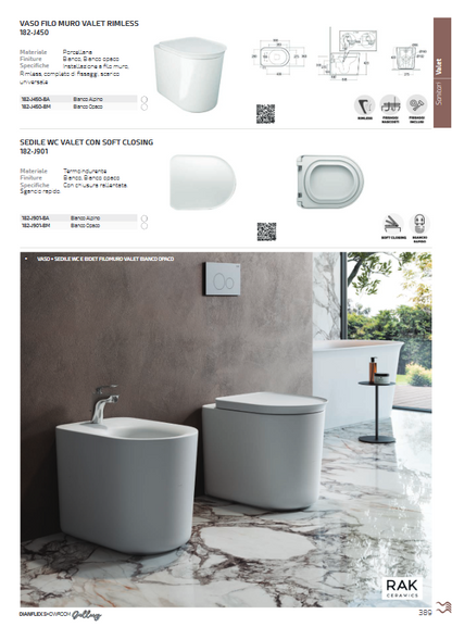 Lavabo sospeso da 92 cm ripiano a sx bianco opaco Rak Valet