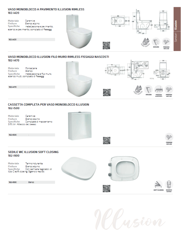 Cassetta completa per vaso monoblocco Illusion Rak