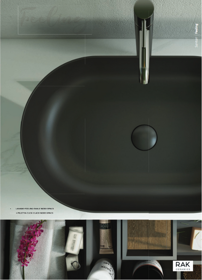 Piletta lavabo click clack senza troppo pieno Tappo cappuccino Opaco Rak Feeling