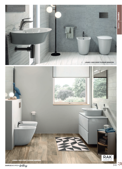 Vaso sospeso rimless fissaggio nascosto cm 52 con smalto antibatterico Protek Rak Sensation