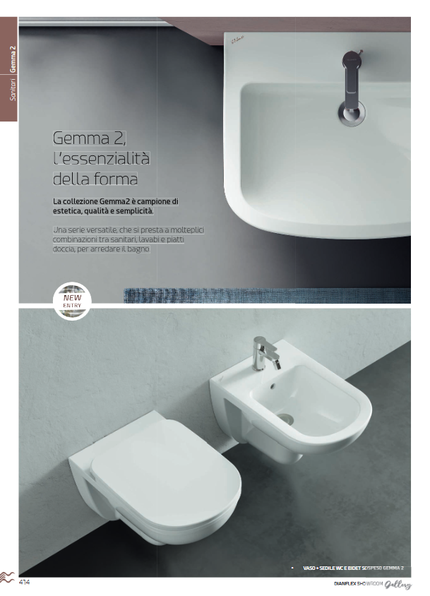 Bidet filo muro BTW erogazione rubinetto Dolomite Gemma 2