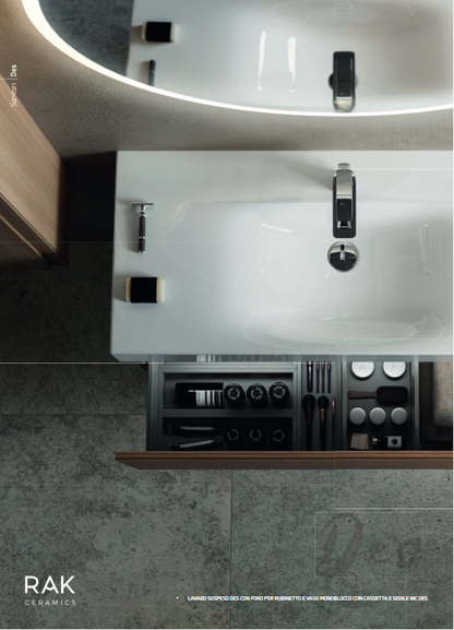 Lavabo sospeso senza foro per rubinetto L.80 cm Des Rak