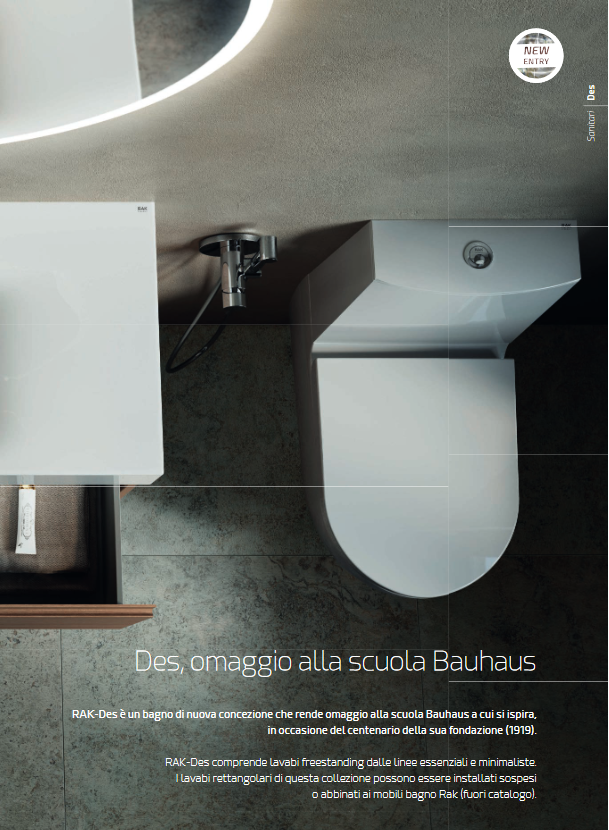 Lavabo sospeso con foro per rubinetto monoforo L. 100 cm Des Rak