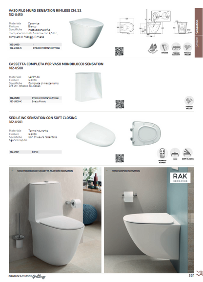 Lavabo monoforo L. 65 cm Rak Sensation