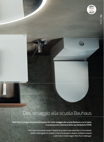 Lavabo sospeso senza foro per rubinetto L.80 cm Des Rak