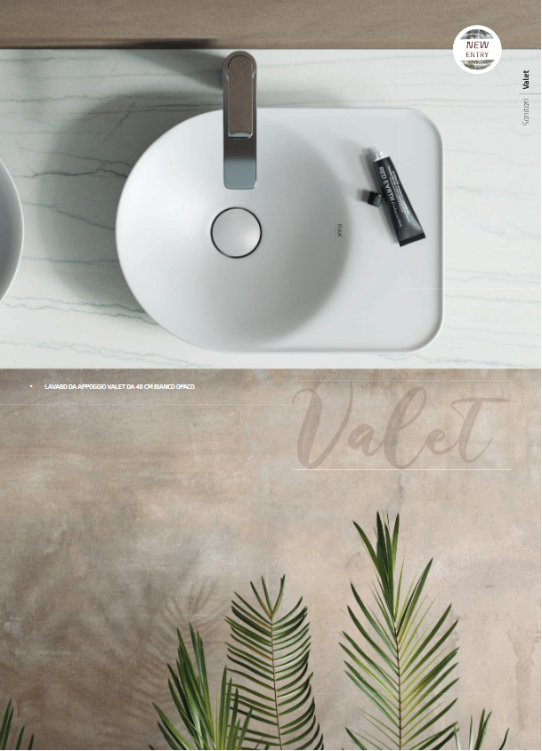 Lavabo da appoggio 64 cm bianco opaco Rak Valet