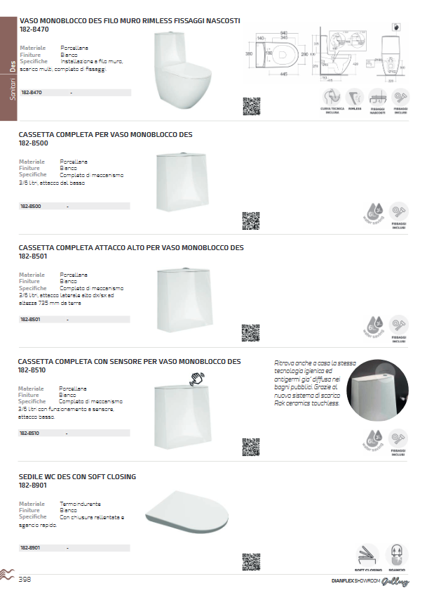 Lavabo sospeso senza foro per rubinetto L.80 cm Des Rak