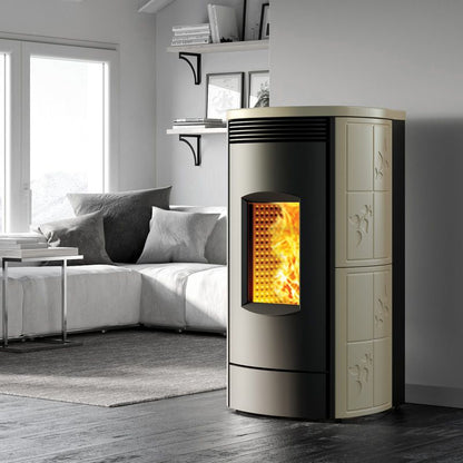 Alpina M MW26 Wi-Fi EP Crema Termostufa a Pellet Idro Ermetica e Ventilata 26 kW Caminetti Montegrappa