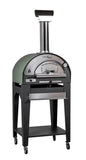 Forno a Legna Arde Baby Verde Satinato con Carrello Tranquilli Forni