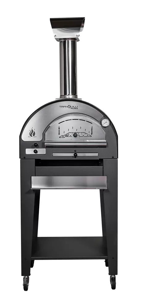 Forno a Legna Arde Baby Grigio Antracite con Carrello Tranquilli Forni
