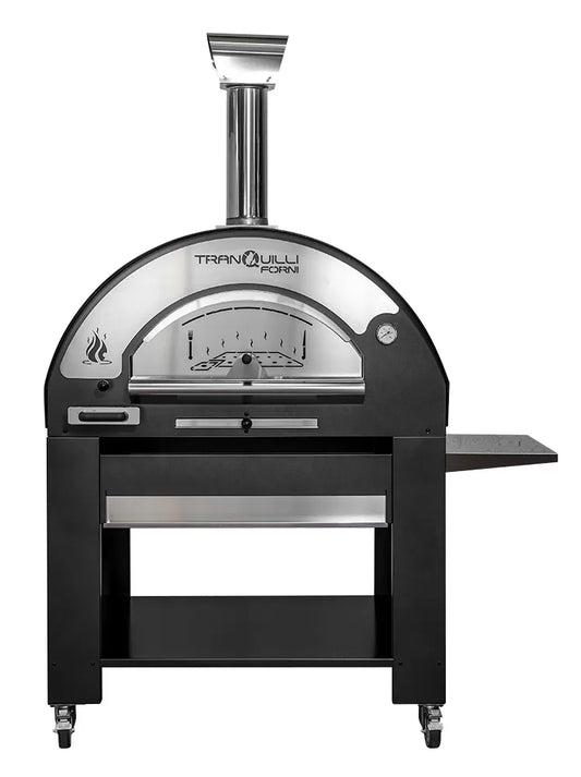 Forno a Legna Arde Maxi Inox con Carrello Tranquilli Forni